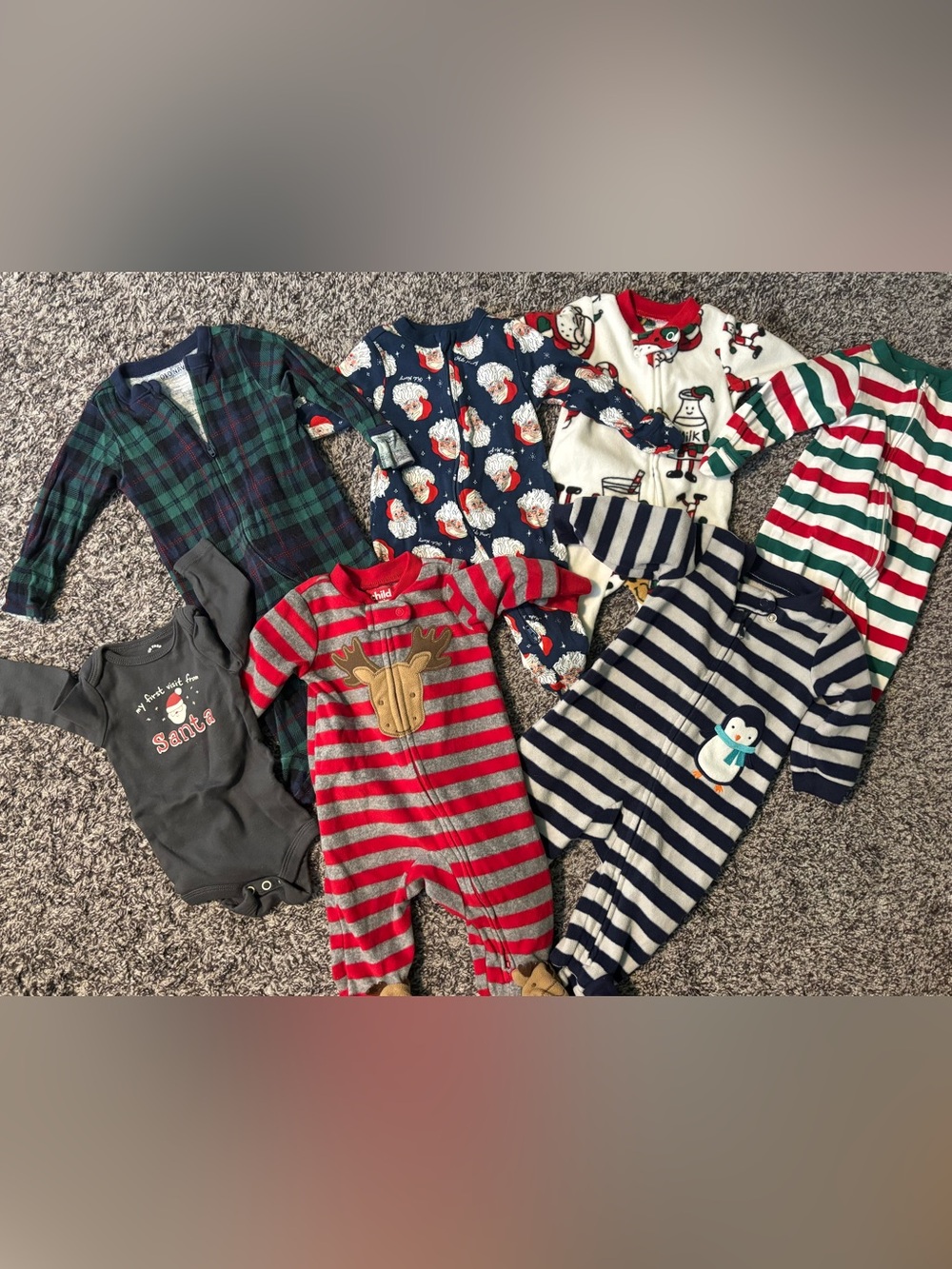 Carters & Old Navy 0-3 / 3-6 month Christmas onesies
